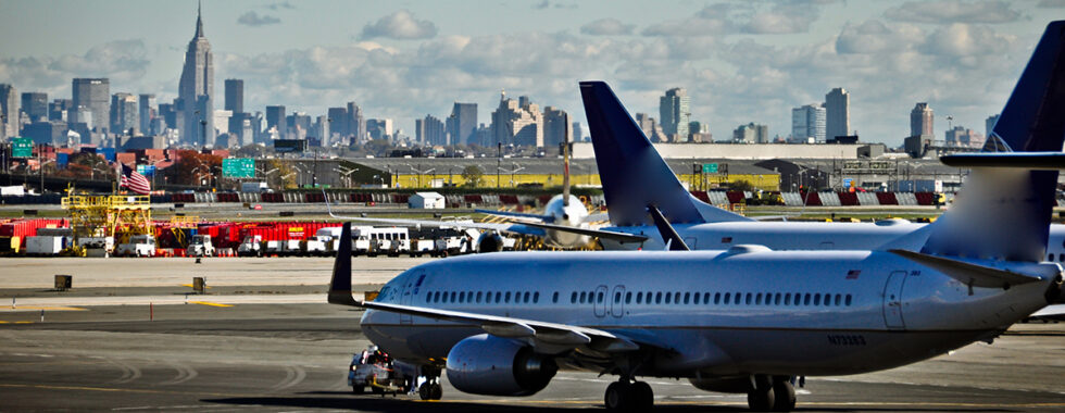 U.S. Travel Restrictions - Plane Prepares to Take Off Outside New York City
