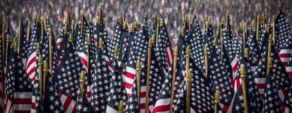 Memorial Day Prayer to show Gratitude - image shows American flags